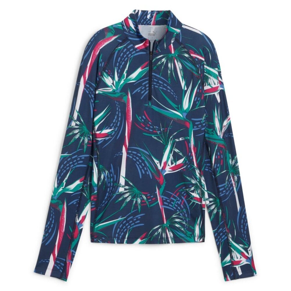 PUMA  Women's You-V Paradise Golf 1/4 Zip Deep Navy / White Glow / Xs
